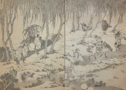 Katsushika Hokusai: Fuji over a Willow Bank - Ronin Gallery