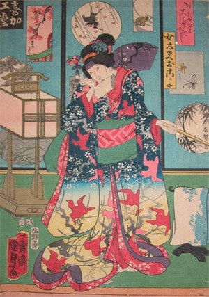 二代歌川国貞: Beautiful Kimono - Ronin Gallery