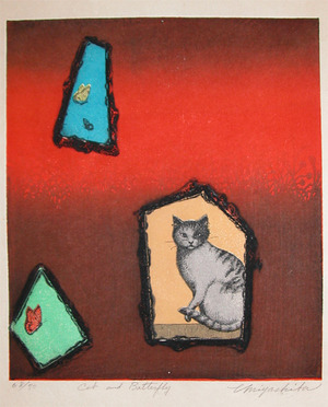 Miyashita: Cat and Butterfly - Ronin Gallery