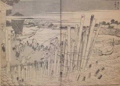 葛飾北斎: Rough Waters and Fuji in the Evening Sun at Shimad - Ronin Gallery