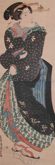 Utagawa Kunisada: Beauty in Black Kimono - Ronin Gallery