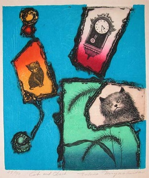 Miyashita: Cat and Clock - Ronin Gallery
