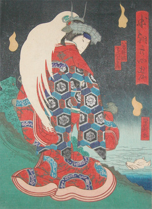 Utagawa Yoshitaki: Spirt of the Fox and Princess Yaegaki - Ronin Gallery