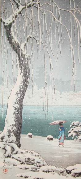 風光礼讃: Sarusawa Pond in Snow, Nara - Ronin Gallery