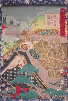 歌川芳艶: Takechi Umanosuke Attacking the Castle - Ronin Gallery