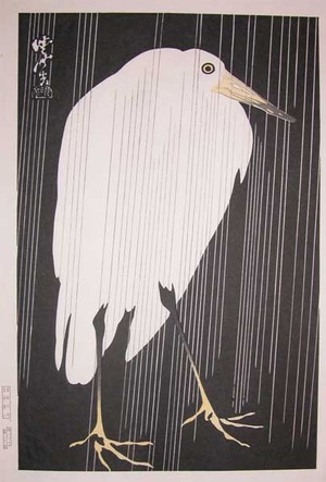 Gyosai: White Heron in Rain - Ronin Gallery