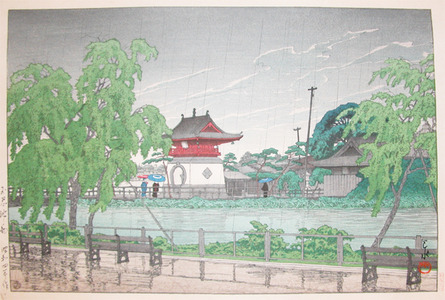 川瀬巴水: Rain at Benten Shrine, Shinobazu Pond - Ronin Gallery