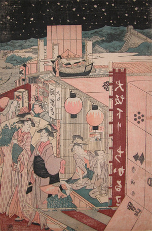Katsukawa Shunko: Night on the River - Ronin Gallery