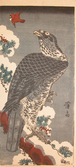 Keisai Eisen: Eagle on a Snowy Pine Branch - Ronin Gallery