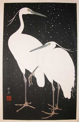 Gakusui: White Herons in Snow - Ronin Gallery