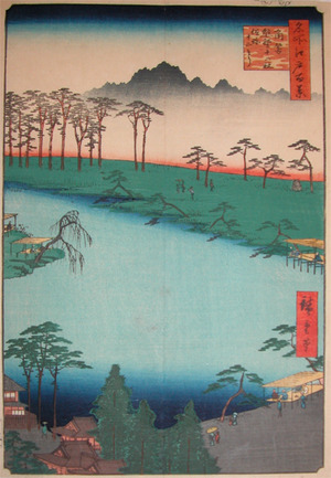 Utagawa Hiroshige: Kumano Junisha Shrine at Tsunohazu - Ronin Gallery