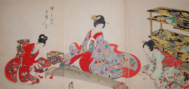 Toyohara Chikanobu: Noble Woman Playing Koto - Ronin Gallery