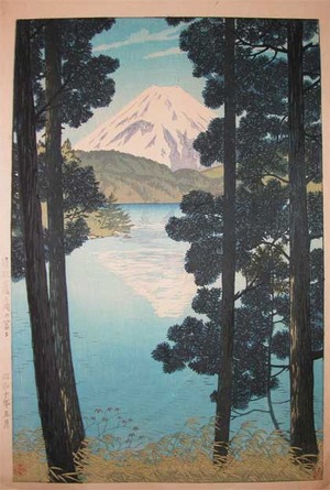 Kasamatsu Shiro: Mt. Fuji and Ashinoko Lake at Hakone - Ronin Gallery