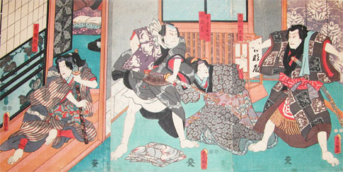 Utagawa Kunisada: inuta Kobungo and Inuzuka Shino - Ronin Gallery