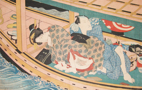 Keisai Eisen: Dinner and Love on the River - Ronin Gallery