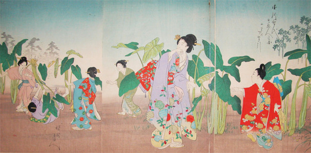 Toyohara Chikanobu: Noble Woman at a Mountain Village - Ronin Gallery