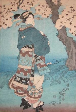 Japanese Print "Cherry Blossoms" by Utagawa Kunisada, 歌川国貞 (Kunisada)