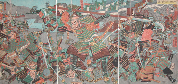 歌川国芳: The Great Battle of Takatachi Castle in Mutsu - Ronin Gallery