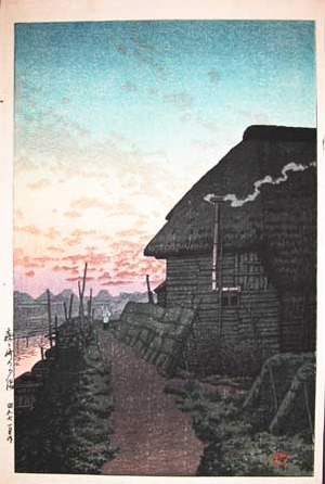 川瀬巴水: Sunset at Morigasaki - Ronin Gallery