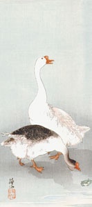 Sozan: Two Geese and a frog - Ronin Gallery