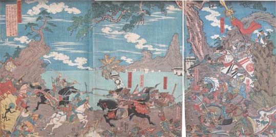 Utagawa Kuniyoshi: Emperess Jingo and Takenouchi-no Sukune - Ronin Gallery