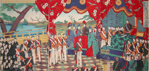 Toyohara Chikanobu: Declaration of the Constitution - Ronin Gallery