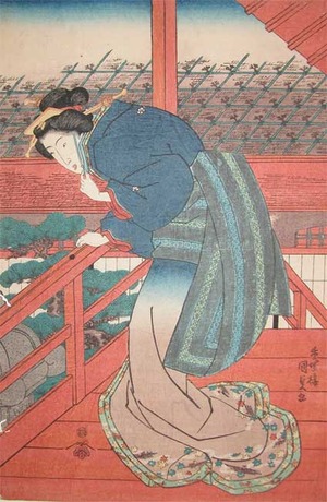 Utagawa Kunisada: Watching from the Veranda - Ronin Gallery