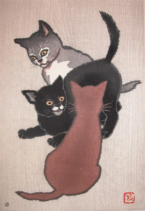 Shunsen: Three Cats - Ronin Gallery
