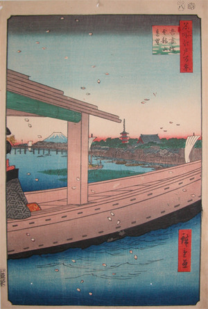 歌川広重: Distant View of Kinryuzan and Azuma Bridge - Ronin Gallery
