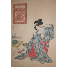 Utagawa Kunisada: Bijin Fixing Her Hair - Ronin Gallery