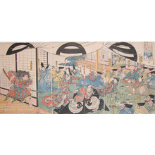 歌川国芳: Asahina Saburo Yoshihide and Soga Goro Tokimune - Ronin Gallery