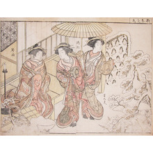 勝川春章: Matsunajiya: Courtesans in Snow - Ronin Gallery