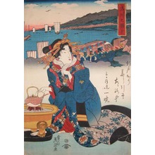 Keisai Eisen, 渓斉英泉 (Eisen)による浮世絵「Shinagawa: Hot Tea」