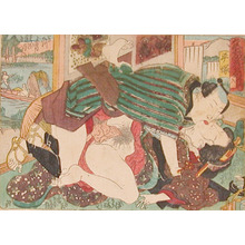 Utagawa Hiroshige: Hiratsuka: Love by the River - Ronin Gallery