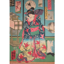 Japanese Print "Beautiful Kimono" by Utagawa Kunisada II, 二代歌川国貞 (Kunisada II)