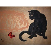 Tokuriki: Black Cat and Butterfly - Ronin Gallery