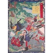 歌川芳艶: Sarunosuke's First Battle Against Ito Hyuga-no-kam - Ronin Gallery