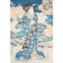 Japanischer Druck "Bijin in Blue Kimono" von Utagawa Kunisada, 歌川国貞 (Kunisada)