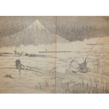 葛飾北斎: Fuji with Rafts in the Rushes - Ronin Gallery
