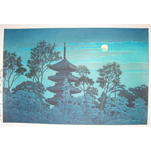 Kawase Hasui, 川瀬巴水 (Hasui)创作的日本版画《Honmonji at Ikegami》