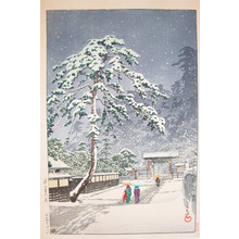 Kawase Hasui, 川瀬巴水 (Hasui)による浮世絵「Hommonji Temple in Snow」