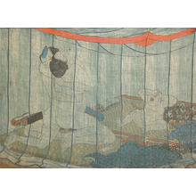 Utagawa Kunisada: Behind the Net: Summer Lovers - Ronin Gallery