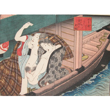 Estampe japonaise "On the Ferry Boat" par Utagawa Kunisada, 歌川国貞 (Kunisada)