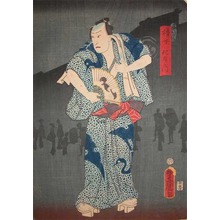 Utagawa Kunisada: Jinzaemon at Busy Street - Ronin Gallery