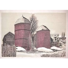 Ozaki, Shiro: Red Silo in Snow - Ronin Gallery