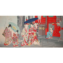 Toyohara Chikanobu: Women of the Castle Visiting the Temple - Ronin Gallery