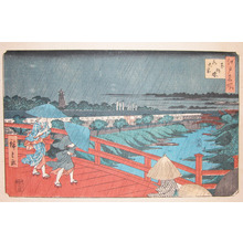 Utagawa Hiroshige: Rain at Suitengu, Akabane - Ronin Gallery