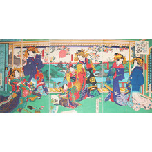 Utagawa Kunisada II: Beautiful Courtesans in Spring - Ronin Gallery