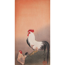 Koson: Rooster and Hen at Sunrise - Ronin Gallery