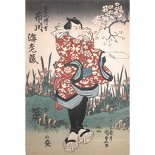 Japanischer Druck "Ichkawa Ebizo in an Iris Garden" von Utagawa Kunisada, 歌川国貞 (Kunisada)